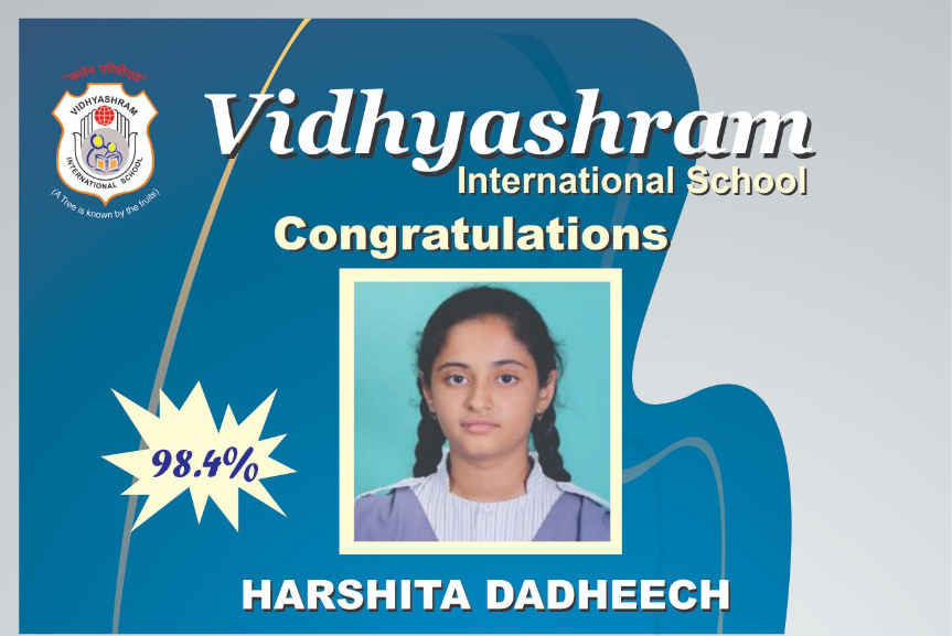 Harshita Dadheech scoring 98.4% in Class X